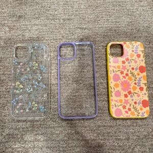 3 Iphone 14 Plus Phone Cases - 2 Floral - 1 Clear